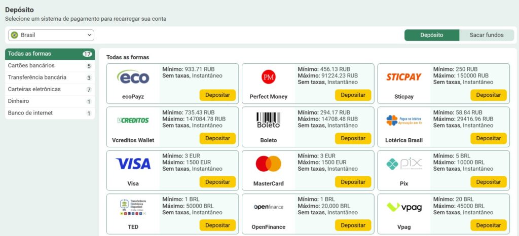 Métodos de Pagamento